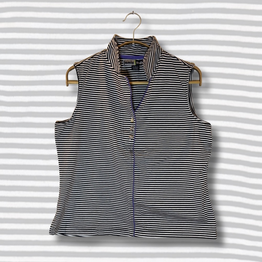 Jamie Sadock Black and White Sleeveless Blouse